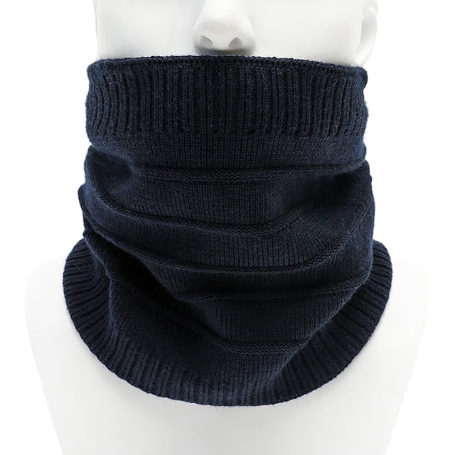 Winter Warm Plus Fluff Line Stripe Bib Cover Solid Color Collar Thick Knit Bib