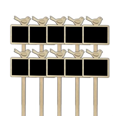 KAKOWELY 10pcs Bird Design Wood Blackboard Chalkboard for Flower Pot Label Tag Plant Markers Sign,11.02"X3.23"X0.2"