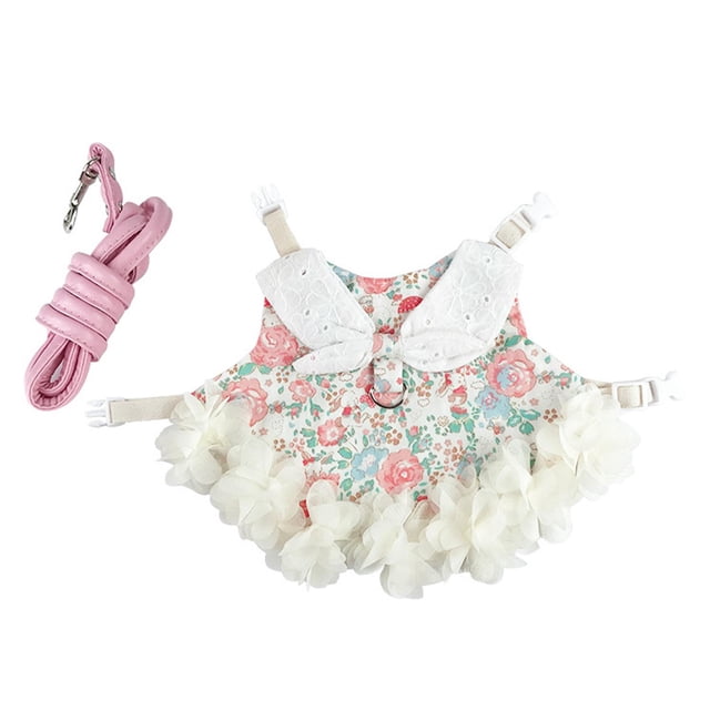 Rabbit Harness Leash Set Pet Clothes Dress Costume for Small Animal Chinchilla