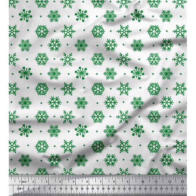 Soimoi Modal Satin Fabric Dot & Snow Flakes Floral Decor Fabric Printed Yard 42 Inch Wide