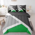 thumbnail image 1 of YST Green And Gray Geometric Triangle 7-Piece Comforter Set, King, Rustic Home Room Decor, Patchwork Geometry, 1 of 5