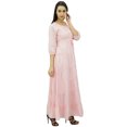 thumbnail image 3 of Bimba Women's 3/4 Sleeve Summer Cotton Maxi Dress Drawstring Waist, 3 of 6
