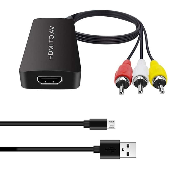 yunbice0 HDMI to AV Converter HDMI to RCA Adapter HDMI to Older TV Adapter Compatible for Apple TV, Xiaomi Mi Box, Android TV Box, Roku, Fire Stick, DVD, Blu-ray Player ect. Supports PAL/ NTSC