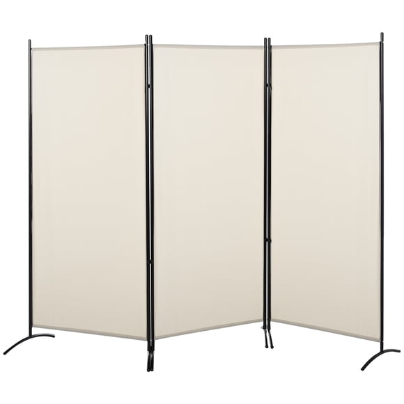 HOMCOM 6' 3 Panel Room Divider, Double Hinged Privacy Screen, Beige