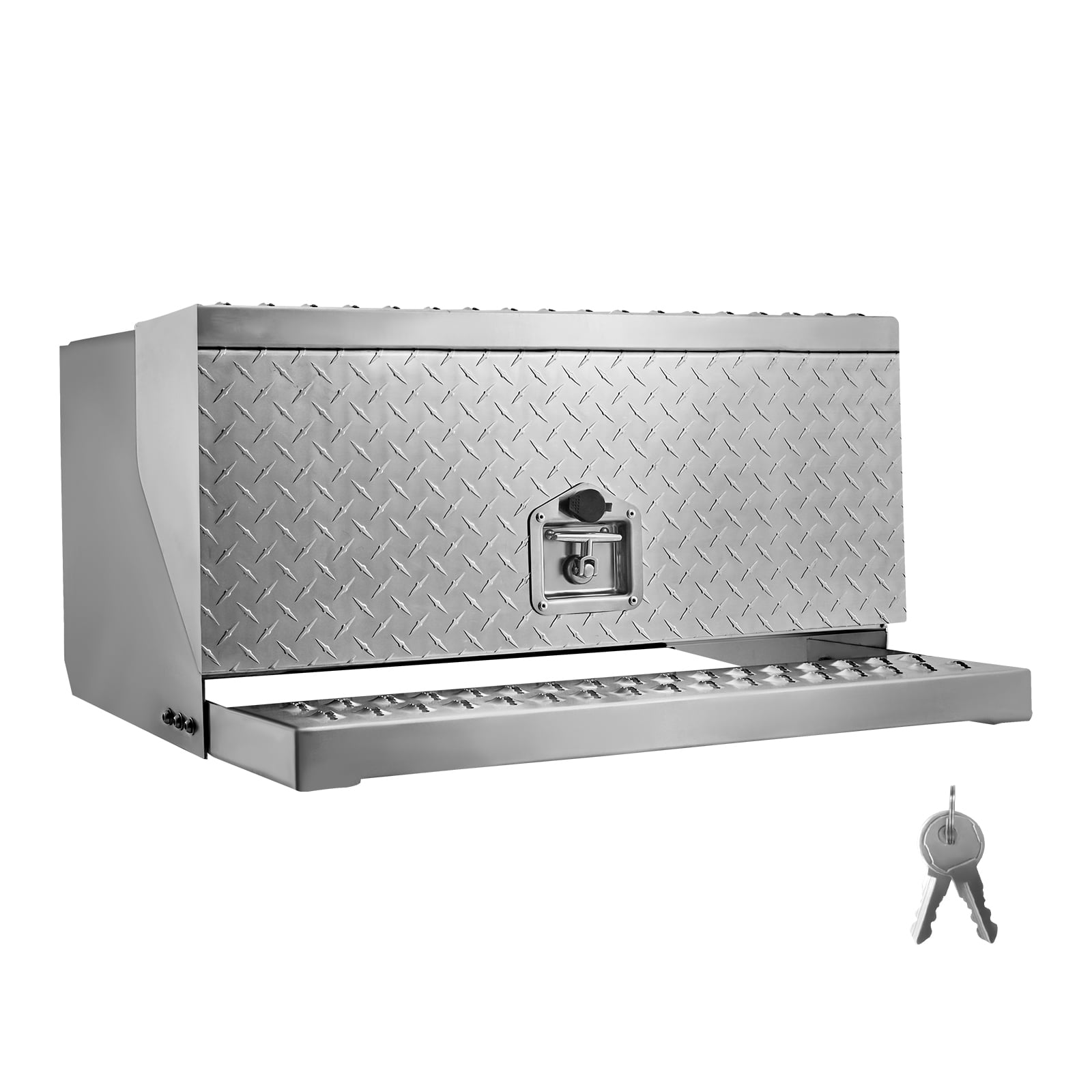 KFFKFF Semi-Truck Step Tool Box, 30" x 29.5" x 15.8" Heavy Duty Aluminum Diamond Plate Toolbox, Waterproof Cab Entry Step Storage Box
