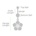 thumbnail image 4 of Bagues de Nombril avec Lune et Étoile en Croissant Pavé avec Design Suspendu Rond en Oxydes de Zirconium 14 g, 4 of 5