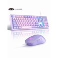 thumbnail image 1 of Gaming Keyboard and Mouse Combo, K1 RGB LED Backlit Keyboard with 104 Key Computer PC Gaming Keyboard for PC/Laptop(White),Violet Purple, 1 of 12