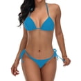 thumbnail image 1 of RKSTN Two Piece Swimsuit for Women Sexy Lace Up Bikini Swimsuit Solid Color Backless Split Steel Beavh Bathing Suits, 1 of 2