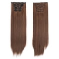 thumbnail image 1 of HHBEAUTY Rallonges de Cheveux à Clip de 20 Pouces en Cheveux Humains pour Femmes Mode - Longues Lisses Soyeuses 6 Pcs 16 Clips Rallonges de Vrais Cheveux à Clip en Cheveux Humains, 1 of 5