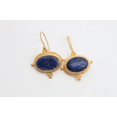 thumbnail image 1 of Boucles d'Oreilles en Lapis-Lazuli en Forme Ovale Naturelle Cadeau pour Femme, 1 of 4
