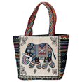 thumbnail image 3 of facefd Embroidered Handmade Women Shoulder Bag Travel Bag Gift Light Blue Elephant, 3 of 8