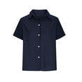 thumbnail image 4 of Yuyuzo Womens Button down Shirts Short Sleeve V Neck Tshirts Solid Color Office Work Tops Blouses, 4 of 6