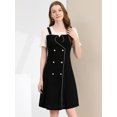thumbnail image 3 of INSPIRE CHIC Robe pour Femme en Mousseline Contrastée à Manches Courtes avec Boutons Décoratifs Noir m, 3 of 6
