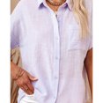thumbnail image 4 of Babysbule Womens Tops Clearance Ladies Solid Color Cotton And Linen Shirt Short Sleeve Lapel Button Top, 4 of 9