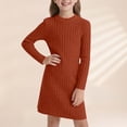 thumbnail image 2 of HXWCHs Robe Ceinturée Filles Coupe Ajustée Robe Moulante Hiver Chaude Extensible Col Roulé Manches Longues Tenue Décontractée pour Tout-Petits et Enfants avec Bronze Doux 8-9 Ans, 2 of 5