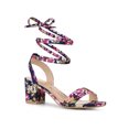 thumbnail image 1 of BLISSFUL STEP Women's Opened Toe Chunky Mid Heeled Lace Up Sandals Navy Blue (Size 7), 1 of 6