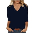 thumbnail image 3 of WRKEKC Chemises à Manches Longues pour Femmes, Hauts à Manches Longues pour Femmes, Haut/chemise à Col Rond à Manches Trois-Quarts Ample et Décontracté Uni pour Femmes, 3 of 6