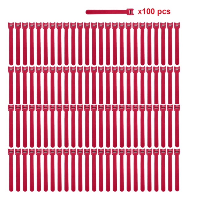 Sangles Réutilisables de Gestion des Câbles en Nylon - Attaches de Ruban Magique Rouges 12 mm x 200 mm pour Organiser les Câbles de Télé, d'Ordinateur, de Haut-Parleur, Arts et Artisanat, Camping, Usage à la Maison et au Bureau - Fixation Durable et Écoresponsable