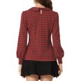 thumbnail image 3 of INSPIRE CHIC Womens' Peter Pan Collar Houndstooth Plaid Long Sleeve Button Back Blouses L Red, 3 of 6