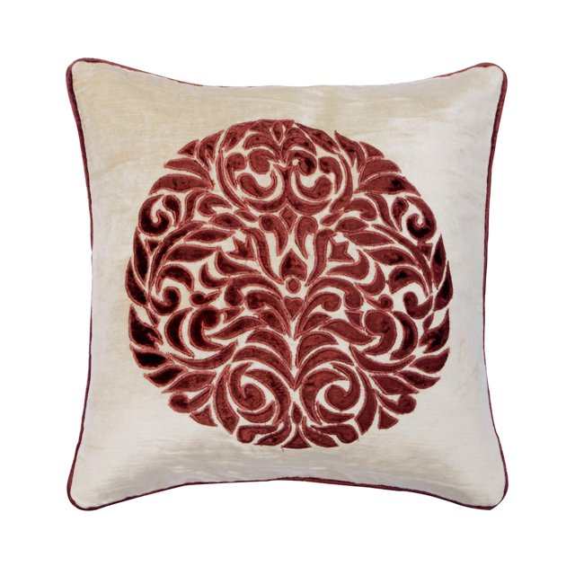 The HomeCentric Housses de Coussin Décoratives avec Fermetures Éclair, Décoratives Rouges Lot de 2, 20x20 Pouces (50x50 cm) Coussins Décoratifs pour Canapé, Housse de Coussin à Appliqué en Velours, Style Contemporain Floral - Parfum Bordeaux