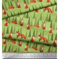 thumbnail image 3 of Soimoi Green Modal Satin Fabric Artistic Tree & Wolf Animal Fabric Prints By Yard 42 Inch Wide, 3 of 5
