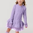 thumbnail image 2 of Splozh Robe d'Automne pour Tout-Petits Printemps et Automne Robe de Fête à Manches Longues pour Filles Motif Robe en Maille Violet, 5-6 Ans, 2 of 6