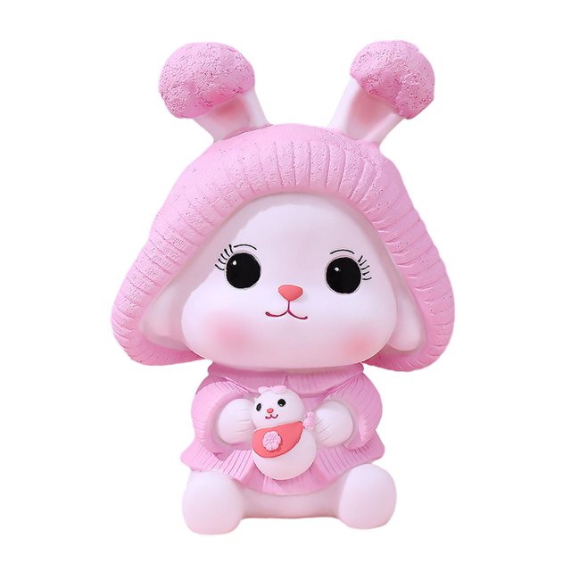 simhoa Bunny Statue Change Box Decorative Feng Shui Decor Cute Animal Statue Money Bank