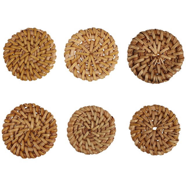 Weiweiguan 6Pcs Rattan Woven Charms Simple Round Earring Pendants Jewelry Making Ornaments