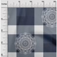 thumbnail image 2 of oneOone Cotton Silk Dusty Blue Fabric Asian Block With Check Craft Projects Decor Fabric Printed By The Yard 42 Inch Wide, 2 of 4
