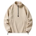 thumbnail image 1 of KIHOUT Sweatshirts Men's Fashion Fallow Half Zipper Solid Color Long Sleeve Carry Pockets High Collar Jacket KH/L3, 1 of 4