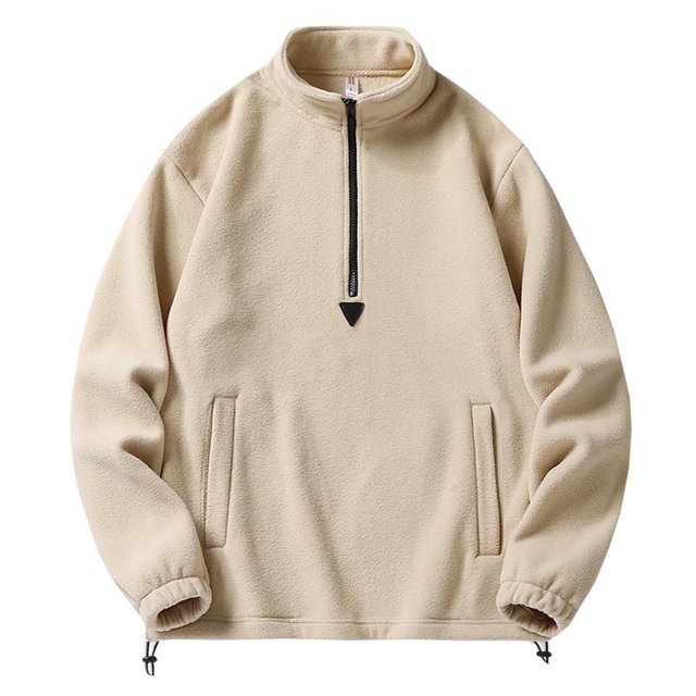 KIHOUT Sweatshirts Men's Fashion Fallow Half Zipper Solid Color Long Sleeve Carry Pockets High Collar Jacket KH/L3