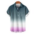 thumbnail image 3 of Chemises pour Hommes, Mode Décontractée Col Rabattu Imprimé Dégradé Manches Courtes Chemise Boutonnée Hauts Blouse, 3 of 4