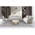 thumbnail image 1 of K-Living  Penelope Plush Velvet Sofa In Grey With Gold Accent And Throw Pillows, 1 of 4