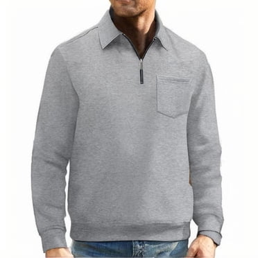 JMYHOAM Long Sleeve Polo Shirts for Men Mens Sweatshirt Men Winter and Fall Solid Color Return To The Ancients Bulky Shirt Extra Thick Pockets Half Zipper Collar Hoodie,S-XXXL