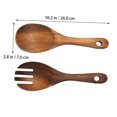 thumbnail image 3 of UPGRATOR Brown Wood Cooking Spoon 2Pcs Set For Salad And Soup Serving Long Flat Design Cutlery, 3 of 8