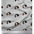 thumbnail image 1 of Soimoi Tissu en Poly Georgette Marron Rayé & Imprimé Visage Humain pour Femmes au Mètre 52 Pouces de Large, 1 of 3