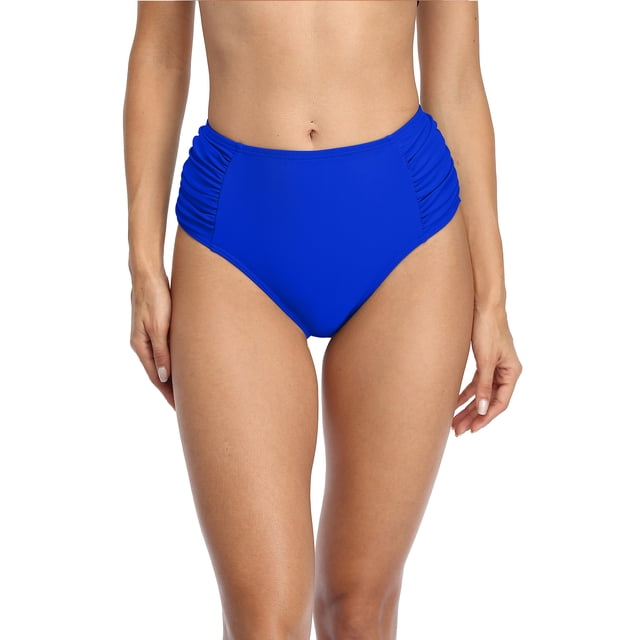 Charmo Women's Bikini Bottoms Ruched Swim Shorts Mid Waist Swimming Briefs