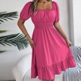 thumbnail image 3 of HomeGardon Liquidation de Robes d'Été! Robes pour Femmes 2025, Robe d'Été Décontractée pour Femme à Manches Courtes, Taille Cintrée, Couleur Unie, P-TG, 3 of 6