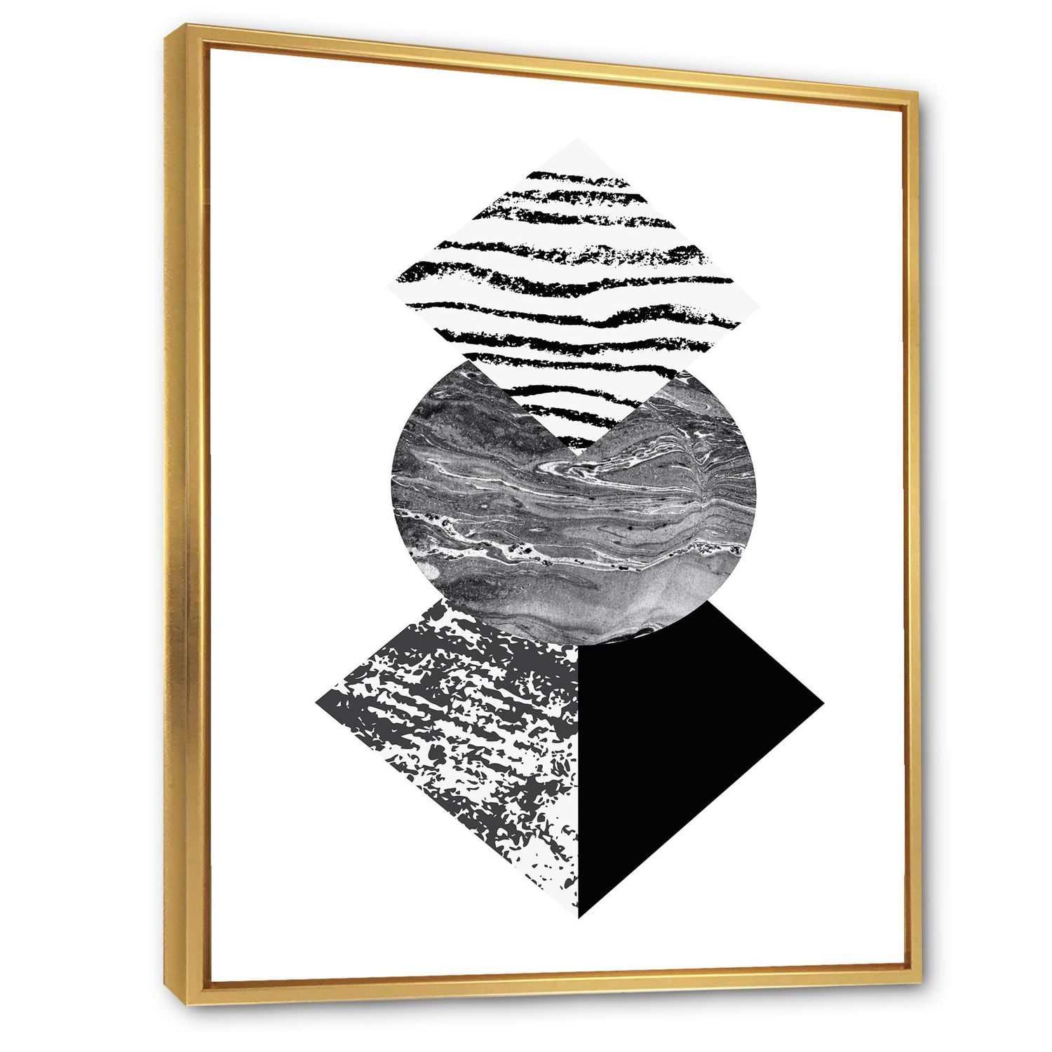 Designart Feuille de palmier tropical avec des formes géométriques abstraites I ART MURAL À CADRE FLOTT
