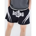 thumbnail image 2 of Moggemol Kids Boys Color Block Letter Printed Boxer Shorts Drawstring Elastic Waistband Boxer Trunk Black 16, 2 of 6