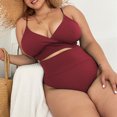 thumbnail image 5 of EGNMCR Bikini Set Women Plus Size Fashion Solid Swimsuit Bikini Set Two Piece Suit, 5 of 5