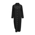 thumbnail image 4 of Kcodviy Robe Chemise Unie pour Femmes Robes Portefeuille pour Femmes Décontractées Été Jupe Longue Décontractée Longue Robe d'Été Cocktail Manche Cardigan Robe, 4 of 5