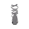 thumbnail image 4 of BLISSFUL STEP Women's Open Toe Lace up Sandals Mid Block Heels Sandals Grey 9, 4 of 8
