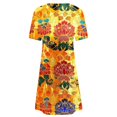 thumbnail image 5 of Ovzne Robes d'Été pour Femmes Robe Femme Mode pour Femmes Robe à Col Rond à Manches Courtes Imprimée Robe Chandail Robe de Printemps à Manches Courtes Liquidation, 5 of 5