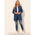 thumbnail image 3 of INSPIRE CHIC Women's Long Sleeve Ripped Button Mid Length Distressed Denim Jacket, 3 of 6
