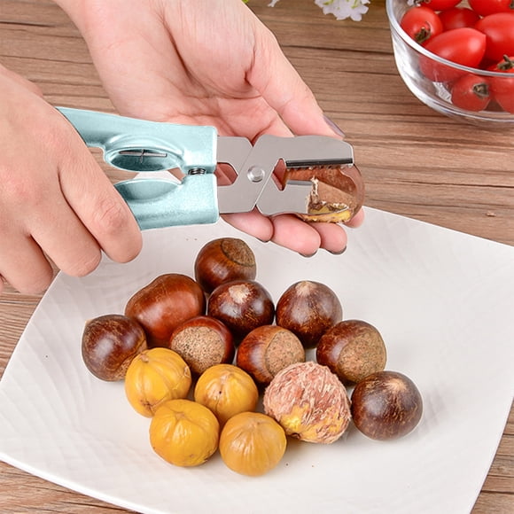 Two-in-One Stainless Steel Chestnuts Opener and Peeler, Ergonomic Nut Cracker Tool with Spring Return Handle