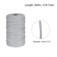 thumbnail image 2 of Unique Bargains Cotton Rope Twine String Twisted Braided Cord, Light Grey 200m/218 Yard for Wall Hanging, Macrame Knotting, 2 of 7