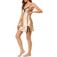 thumbnail image 4 of INSPIRE CHIC Nuisette de Détente en Satin à Dentelle pour Femme, Col en V, Camisole, Chemises de Nuit, P Champagne, 4 of 6