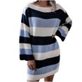 thumbnail image 2 of CEHVOM Robe Chandail Tricotée Sans Bretelles Décontractée à Rayures Contrastantes pour Femmes, 2 of 3