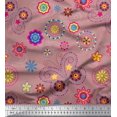 thumbnail image 1 of Soimoi Pink Polyester Crepe Fabric Insect & Floral Clip Art Print Fabric by The Yard 42 Inch Wide, 1 of 3